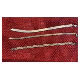 (3) Sterling Herringbone Type Bracelets