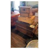 (3) Misc. Dresser boxes, Oil Lamp, Plus