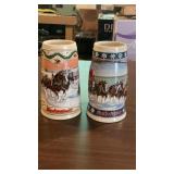 1995 & 1996 Budweiser Holiday Steins