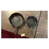 (2) Smaller Unmarked Cast Iron Skillets