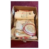 Box Of Vintage/Retro Kitchen Fabrics & Needlework