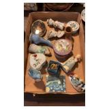 Flat Full Of Vintage Dresser Boxes & Figurines