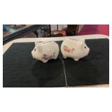 (2) Porcelain Type Floral Piggy Banks