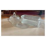 Retro Glass Ref. Dish & Jeanette Glass Sugar Bowl