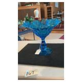 Unmarked Fenton? Glass Thumbprint Ruffled Compote