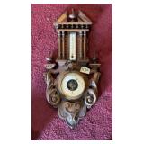 Antique French Walnut Barometer & Thermometer