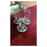 (3) Metal Chicken Feeders W/Glass Jars