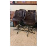 (4) Brown Vinyl Swivel Bar Stools