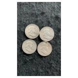 (4) 1954 90% Silver Franklin Halves