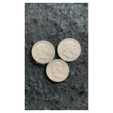 (3) 90% Silver Franklin Halves