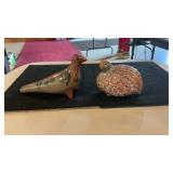 (2) Intricate Painted Pottery Birds