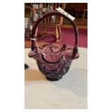 Fenton Amethyst Strawberry Pattern Glass Basket
