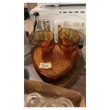 Anchor Hocking Daisy & Button Amber Snack Set