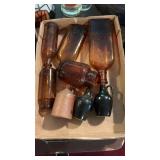 Amber Brown Medicine Bottles & Stoneware Pieces