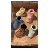 (5) Pottery & Bronze Shoe Figurines Including UHL