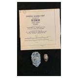 (2) Redmon IL Fire Dept. Badges & Redmon IL Map