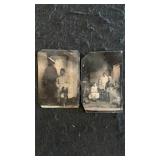 (2) Antique Tin Type Photos