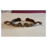 Antique Steel Spurs W/Silver Tone Floral Overlay