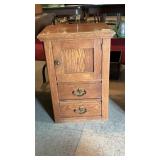 Antique Oak Bedside Cabinet W/Brass Type Pulls