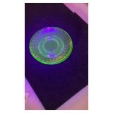 (2) Vintage Diana Pattern Uranium Glass Saucers