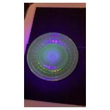 (3) Jeannette Snowflake Block Uranium Glass Plates