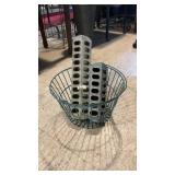 Primitive Metal Egg Basket & (2) Chicken Feeders