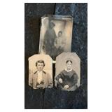 (3) Antique Tin Type Photos
