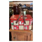 Vintage Decoware Metal Picnic Basket W/Wood Handle