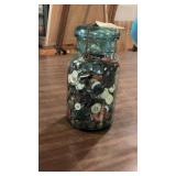 Antique Blue Canning Jar Full Of Buttons
