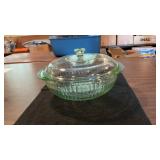 Vintage Green Tinted 2 Qt. Baking Dish W/Lid