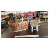 Primitive Split Oak Gathering Basket & Mini Bench