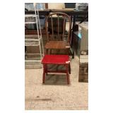 Antique Spindle Back Childs Chair & Small Stool