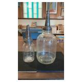 (2) Glass "Pour Bottle" Oilers