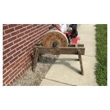 Primitive Stone Grinding Wheel On Stand