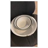 (3) Black & White Graniteware Bowls