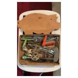 Flat Of Vintage Kitchen Utensils & Cutting Board