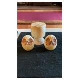 Onyx Stone Pencil Holder & (2) Alabaster Owls