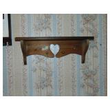 (2) Country Pine Heart Shelves (1) Framed Print