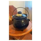 Cobalt Crock Type kettle W/Wire Handle