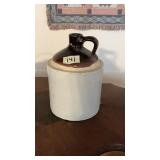 Primitive Brown & White Crock Finger Jug