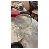 Glass Punch Bowl W/12 Cups