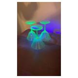 (3) Green Uranium Glass Goblets