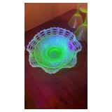 Unmarked Fenton Basket Weave Candy Dish