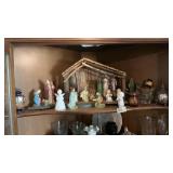 Shelf Of Misc. Nativity Sets & Glassware