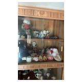 (2) Shelves Full Of Santas & Christmas Decor