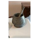 Vintage Cast Metal Coricidin Mortar & Pestle Set