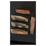 (5) Vintage Wood Handle Pocket Knives