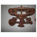 1-antique Simmons Hardware cast iron hay trolley
