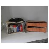 3-items, plastic crate w/spray paint, electric