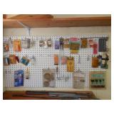 Pegboard on S W Corner -asst smalls for wood workg